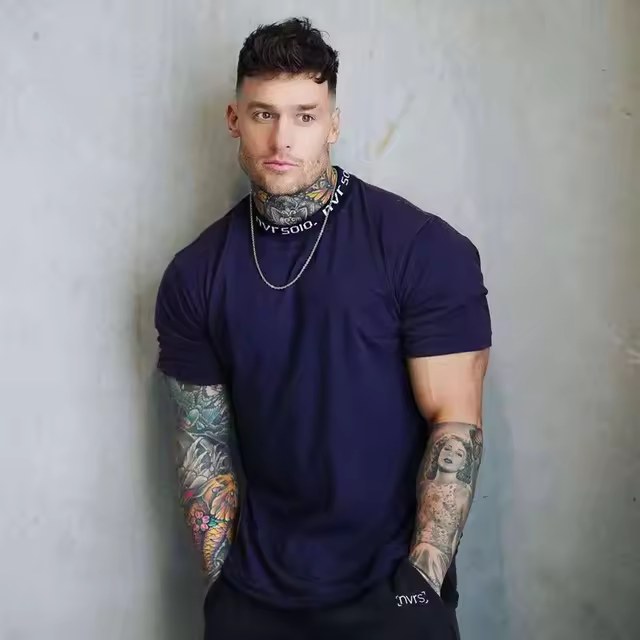 Camiseta De Algodón Para Hombre 2024 Estilo Casual Manga Corta Fitness Bodybuilding Camiseta De Verano Para Ejercicio Y Uso Diario - 1