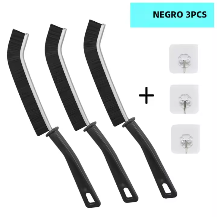Cepillo De Limpieza Para Grietas Y Esquinas Limpiador De Ventanas Azulejos De Cocina Y Baño Cepillo De Escobilla Para Angulos Muertos Negro - 1