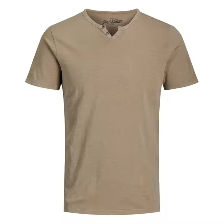 Jack&Jones - Camiseta para Hombre - Marrón - Cuello Dividido - 1