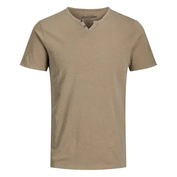 Jack&Jones - Camiseta para Hombre - Marrón - Cuello Dividido - 1