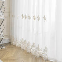 Cortina De Tules Bordada En Blanco Con Patrón De Flor Lujo Francés Para Decoración De Ventanas Y Habitaciones Estilo Europeo Y Americano - details 1