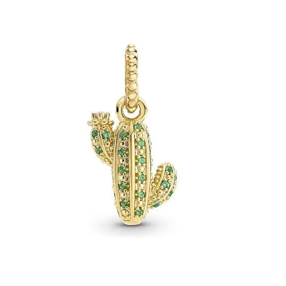 PANDORA 361687 C01 Cactus del Desierto, Talla única, Oro, Perla sintética Circonita cúbica, Coma con embalaje de Caja de Joint original. - 1