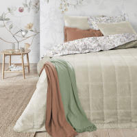 Manterol - Colcha bouti reversible estampado liso y floral. Cubrecama con tejido fino, extra suave y ligero. - details 0