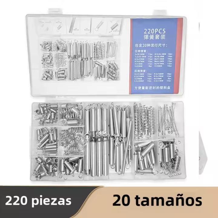 Kit De Accesorios Eléctricos 220PCS Con Varillas De Compresión De 20 Tamaños Para Reparaciones Herramientas Y Springs Torsionales Y De Extensión - 1