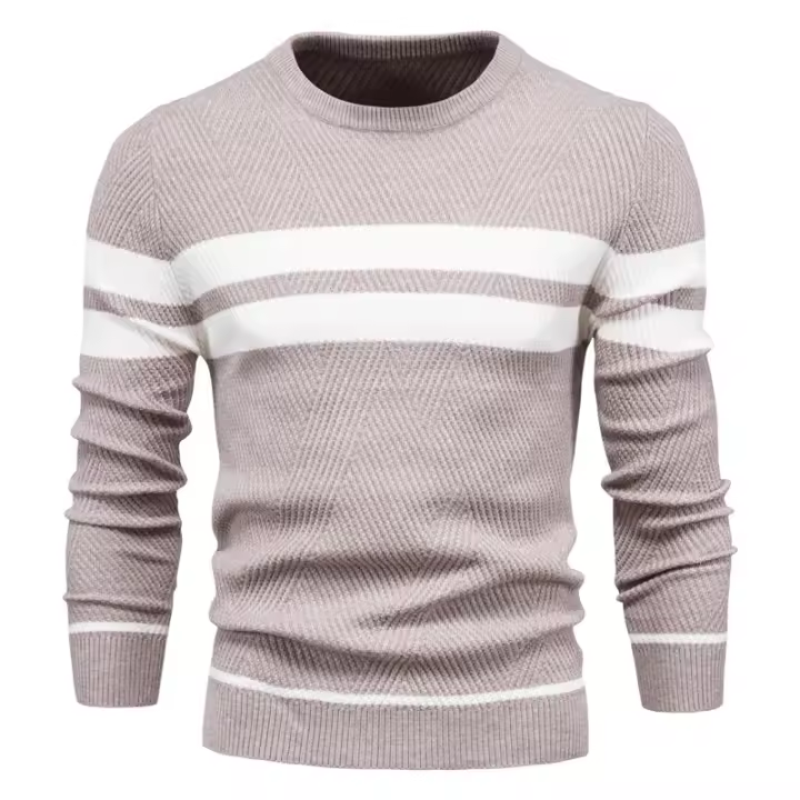 Suéter de Otoño/Invierno Hombre - Tejido Caliente con Parches Multicolor, Manga Larga y Corte Delgado para Look Urbano - 1