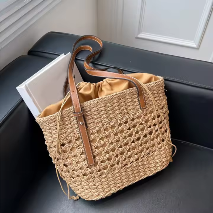 Bolso De Hombro Para Mujer Estilo Bohemio Grande Capacidad De Almacenamiento Suela De Paja Tejida Diseñador Casual Bolso De Playa De Verano - 1