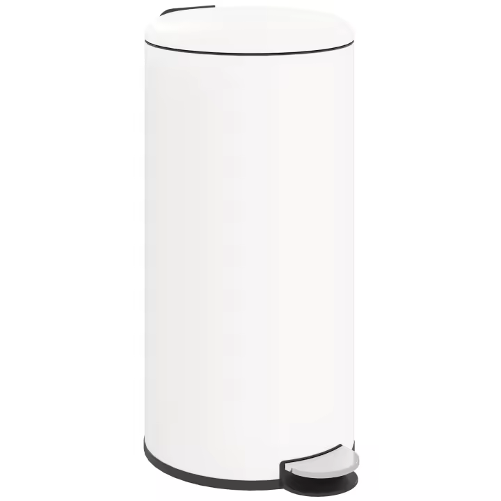 HOMCOM Cubo de Basura para Cocina 30L Papelera de Cocina con Pedal Tapa de Cierre Suave y Cubo Extraíble para Dormitorio Oficina Estudio Salón Crema - 1