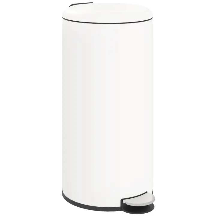 HOMCOM Cubo de Basura para Cocina 30L Papelera de Cocina con Pedal Tapa de Cierre Suave y Cubo Extraíble para Dormitorio Oficina Estudio Salón Crema - 1