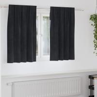 Cortinas Opacas vidaXL con Cinta Superior 2 pcs de Terciopelo Negro - details 0
