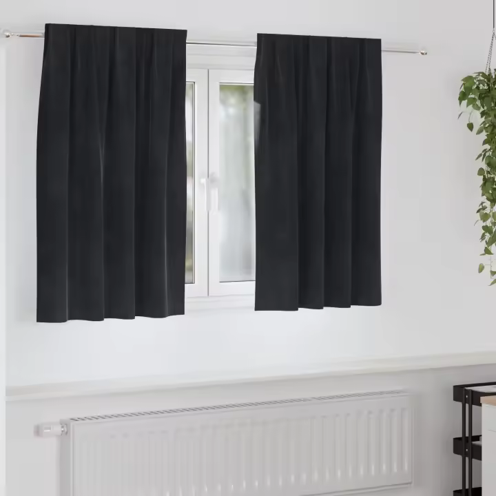 Cortinas Opacas vidaXL con Cinta Superior 2 pcs de Terciopelo Negro - 1