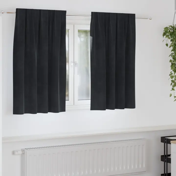 Cortinas Opacas vidaXL con Cinta Superior 2 pcs de Terciopelo Negro - 1