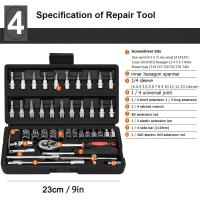 Juego De 46 Piezas De Llaves De Destornillador De 1/4 Pulgada Con Juego De Bits Y Barra De Extensión Para Reparación De Automóviles - details 4