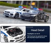 Coche De Policía M8 a Escala 1/32 En Metal Con Retroceso Pull Back Vehículo De Simulación Abre Puertas Juguete Para Colección Y Regalo Para Niños - details 3