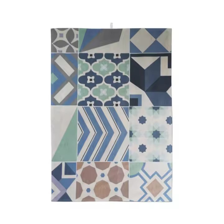 LaFábricadelasTelas - Por metros,al corte  dibujo mosaicos mediterráneos. Pattchwork   Ancho 2,8 metros Tela loneta algodón y poliéster de calidad, hecho en España - 1