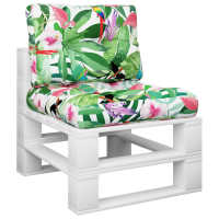 vidaXL Cojines para sofá de palets 2 piezas tela 60 x 60 x 12 cm Color Azul y blanco,  Negro y blanco,  Verde y rosa y mas Cojín Decorativo de Asiento Cojines de muebles de salon - details 1