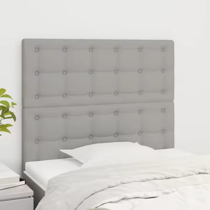 vidaXL Cabeceros 2 unidades de tela gris claro 80x5x78/88 cm - 1