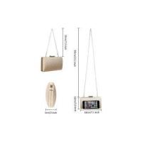 Bolso de Noche Dorado Clutch de Embrague Mujeres y Señoras Fiesta Cartera de Mano Bandolera Brilliant with Cadena para Ceremonia Boda Novia (Gold) - details 0
