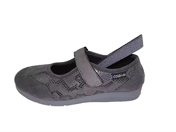 Zapato/Mujer/Cosdam/Plantilla Extraíble/Apto Plantilla ortopédica/Cuña 2 cm/Empeine Téxtil/Suela Goma/Color Gris Oscuro - 1