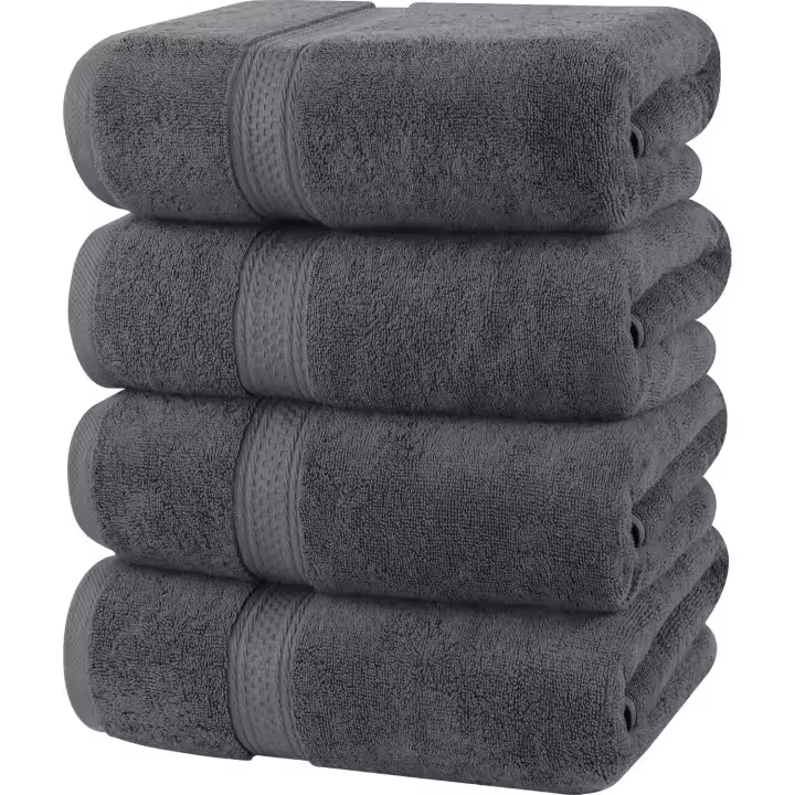 -Conjunto de Toallas de baño (Paquete de 4, 69x137 cm) Toallas de Algodón 100% Ring-Spun (Gris) - 1