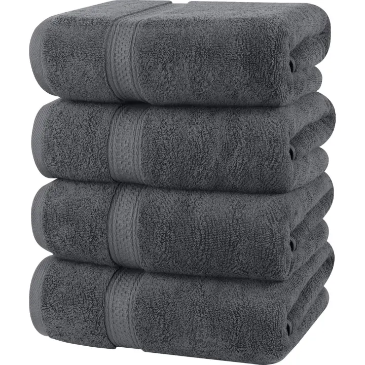 -Conjunto de Toallas de baño (Paquete de 4, 69x137 cm) Toallas de Algodón 100% Ring-Spun (Gris) - 1