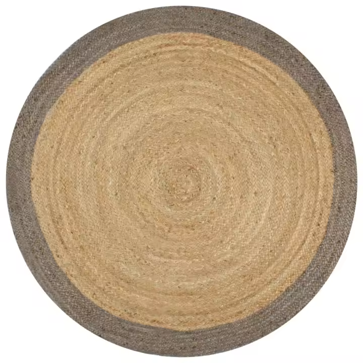 vidaXL Alfombra hecha a mano de yute con borde gris 150 cm - 1