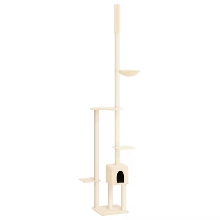 Árbol Rascador para Gatos de Suelo a techo Cream 258,5-284,5 cm - 1