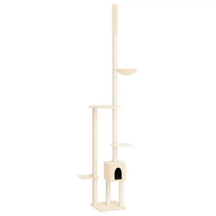 Árbol Rascador para Gatos de Suelo a techo Cream 258,5-284,5 cm - 1
