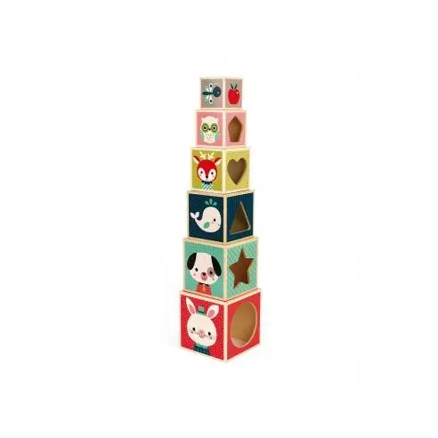 Baby forest pirámide de 6 cubos de madera - Janod  J08016 JU08016 JANOD - 1