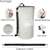 Cesta de ropa plegable con Correa ajustable-Bolsa de ropa Colgante con bolsos para Armario, Detrás de las entradas (beige) - details 1