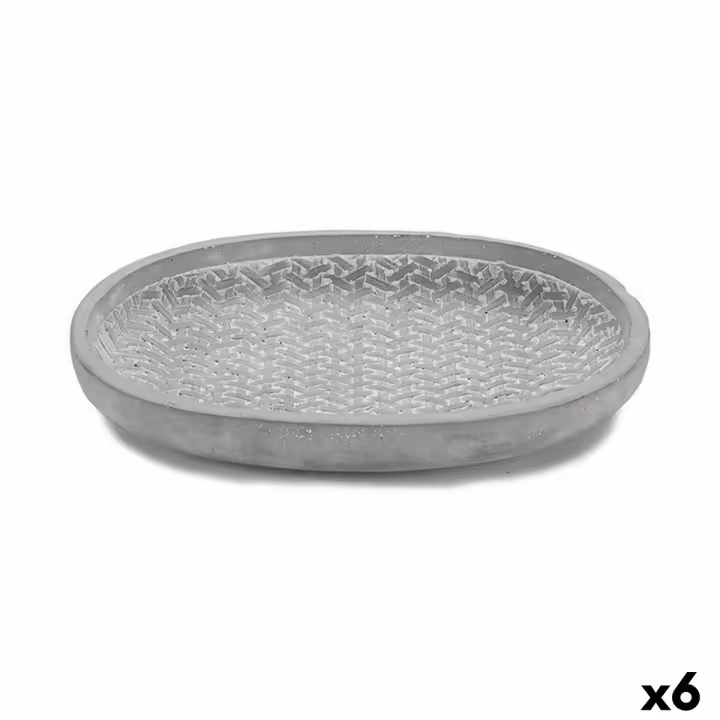 Plato para Maceta Ibergarden 190060-2 Gris Cemento Con relieve 28 x 4 x 23 cm (6 Unidades) - 1
