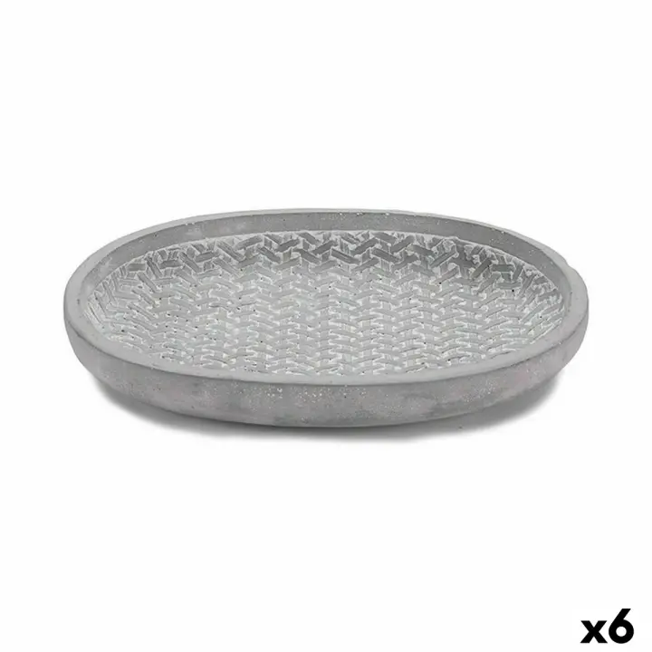 Plato para Maceta Ibergarden 190060-2 Gris Cemento Con relieve 28 x 4 x 23 cm (6 Unidades) - 1
