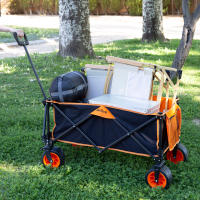 Aktive - Carro playa plegable, carrito de transporte, con ruedas giratorias 360º con frenos, mango multiángulo y 1 bolsillo, máx. 100 kg de carga, espacioso y versátil, de acero y poliéster, diseño plegable, incluye funda - details 5