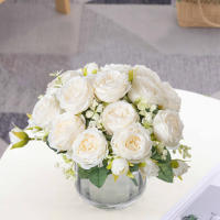 Flores Artificiales De Seda Blanca Peonía Para Decoración De Hogar Vaso Navidad Boda Fiesta Accesorios De Aro De Navidad - details 14