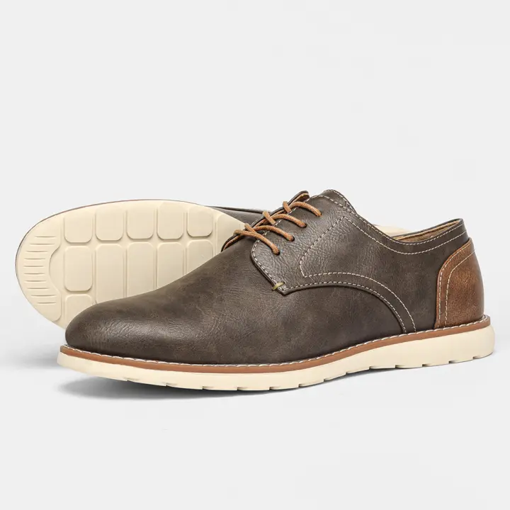Zapatos Casuales Para Hombre 2024 Comodidad Moda Cuero Sintético Loafer Con Cordones Antideslizante Transpirable Talla Verdadera - 1
