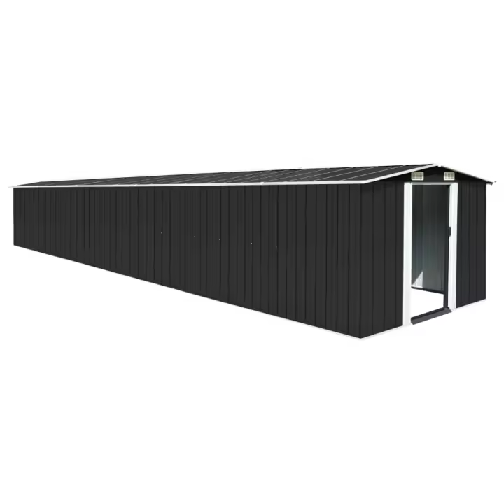 vidaXL Cobertizo jardín acero galvanizado gris antracita 257x779x181cm - 1