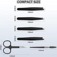 Juego De 6 Piezas De Pinzas Para Cejas Con Tijeras Curvas Y Cepillo Para Pestañas Peluca Para Barba Eliminación De Vello Del Rostro Clipper De Acero Inoxidable - details 4