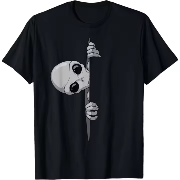 Camiseta de Manga Corta, 100% Algodón, Ropa Unisex para Hombres y Mujeres en 5 Tallas, Camiseta Negra, Cuello redondo con estampado. - 1