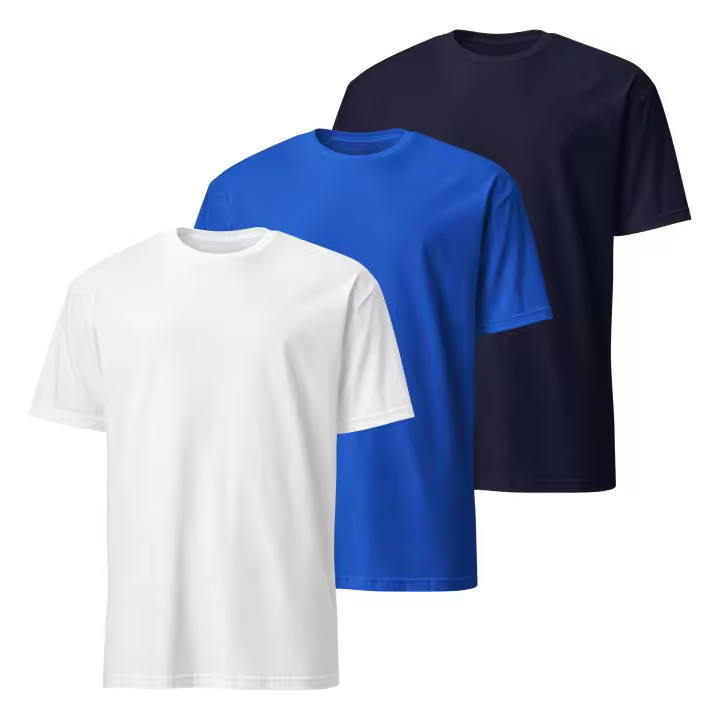 Pack de 3 Camisetas de Manga Corta para Hombre - Premium - 100% Algodón de Alta Calidad - Diseño Ligeramente Ajustado - Color Blanco, Azul y Azul Marino Navy - Marca SO Wear Siempre Original - 1