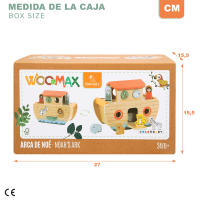 WOOMAX - Arca de Noé de madera, Zookabee, Animales juguete, Encajables bebé, Juego encaje, Encajar figuras, Juguetes niños 2 años, Juegos educativos, Motricidad fina, Clasificador de formas - details 5