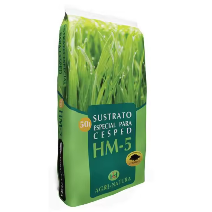 ✅ Sustrato de césped HM5 AGRINATURA - RECEBO DE CÉSPED 20kg, calidad PREMIUM indicado para usar en resiembra de semilla de césped, y grama. aportando un suelo altamente rico para un césped frondoso y resistente. Enriquecido con LEONARDITA y HIERRO. - 1