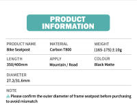 TOSEEK C70 Poste De Silla De Bicicleta De Carbono Ligero 27.2/31.6mm Mate Negro Para MTB Y Carretera Piezas De Bicicleta - details 4
