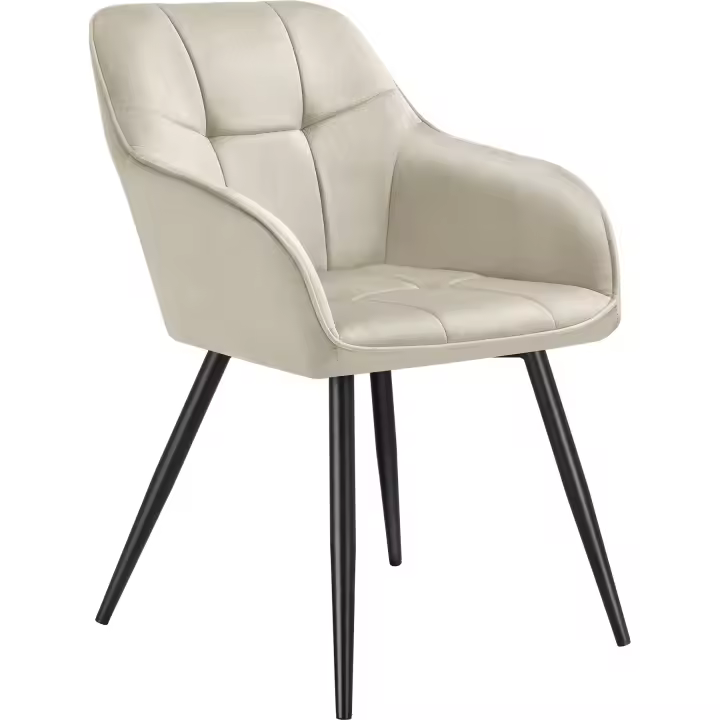 Tectake - Silla de comedor Marilyn 58 x 62 x 82 cm, Efecto terciopelo, Acolchado, Silla para salón o dormitorio, Mueble moderno, Respaldo continuo, Patas de acero esbeltas, Pies regulables en altura, Sillas para salón modernas, Capacidad de carga 120 kg - 1