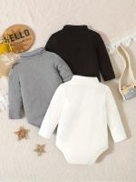 3 Pares De Ropa Para Bebé Niña Otoño Invierno Cómoda Caliente Sólida Casual Veludo Cuello Alto Manga Larga Triángulo - details 1