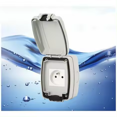Enchufe exterior impermeable Ip66, enchufe de pared a prueba de Polvo, enchufos Eléctricos de pared de Jardín Para interiores y Exterior (enchufe único) - 1