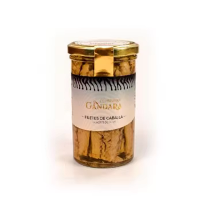 Conservas Gandara Filetes de caballa en aceite de oliva de alta calidad 250 g - Deliciosos filetes de caballa en aceite de oliva de alta calidad, 250 g - 1