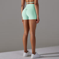 Shorts Deportivos Sin Costuras Cintura Alta Push up Yoga Elásticos Para Gimnasio Y Correr Shorts Transpirables De Poliéster Y Nylon - details 22