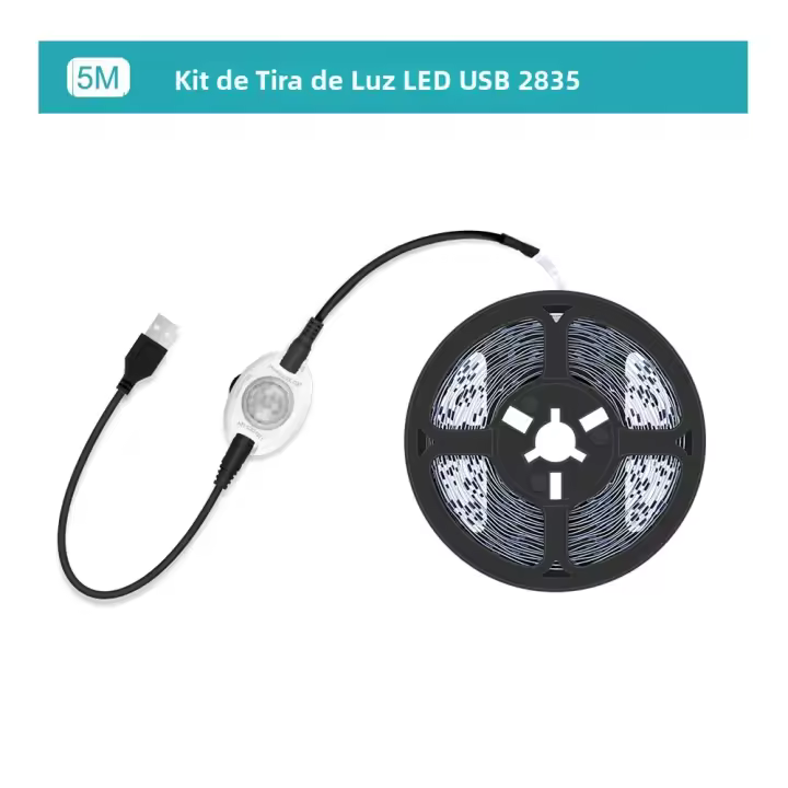 Tira LED DC 5V Con Sensor De Movimiento 2835 Controlador Auto ON/OFF IP30 No Impermeable Flexible 5M Luz Nocturna Para Cama Lámpara De Noche - 1