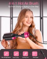 Secador de pelo Cepillo Secador de pelo Cepillo en uno 4 en 1 Herramientas de peinado Secador de pelo y Styler Volumizer Cepillo de aire caliente para secar Alisar Rizar E3,cepillo de aire caliente para alisar, rizar, secar, salón, One Step Styling Tools - details 2