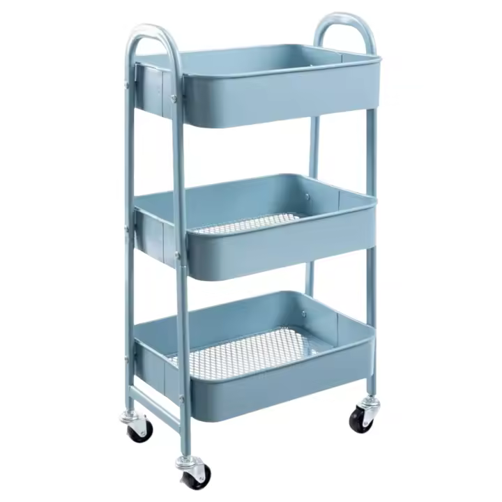 Carrito Metalico with Rueda 3 Leveles Carro Rodante Carro Organizador para Dormitorio Baño Oficina Carro de Almacenamiento Carrito Auxiliar with Rueda, carrito de Cocina or Multipurpose de Tres nivel with Rueda (FRUTA-002 1690 2090) - 1
