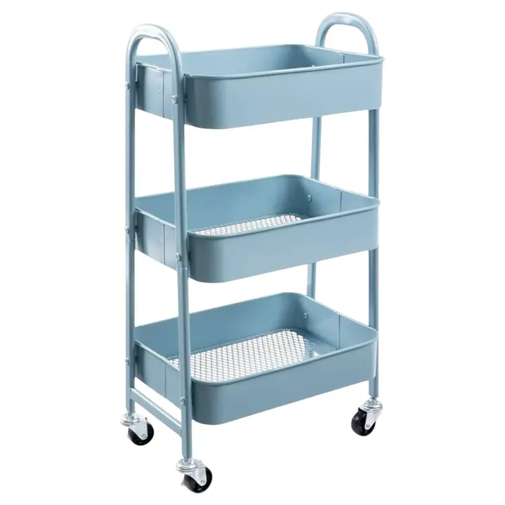 Carrito Metalico with Rueda 3 Leveles Carro Rodante Carro Organizador para Dormitorio Baño Oficina Carro de Almacenamiento Carrito Auxiliar with Rueda, carrito de Cocina or Multipurpose de Tres nivel with Rueda (FRUTA-002 1690 2090) - 1